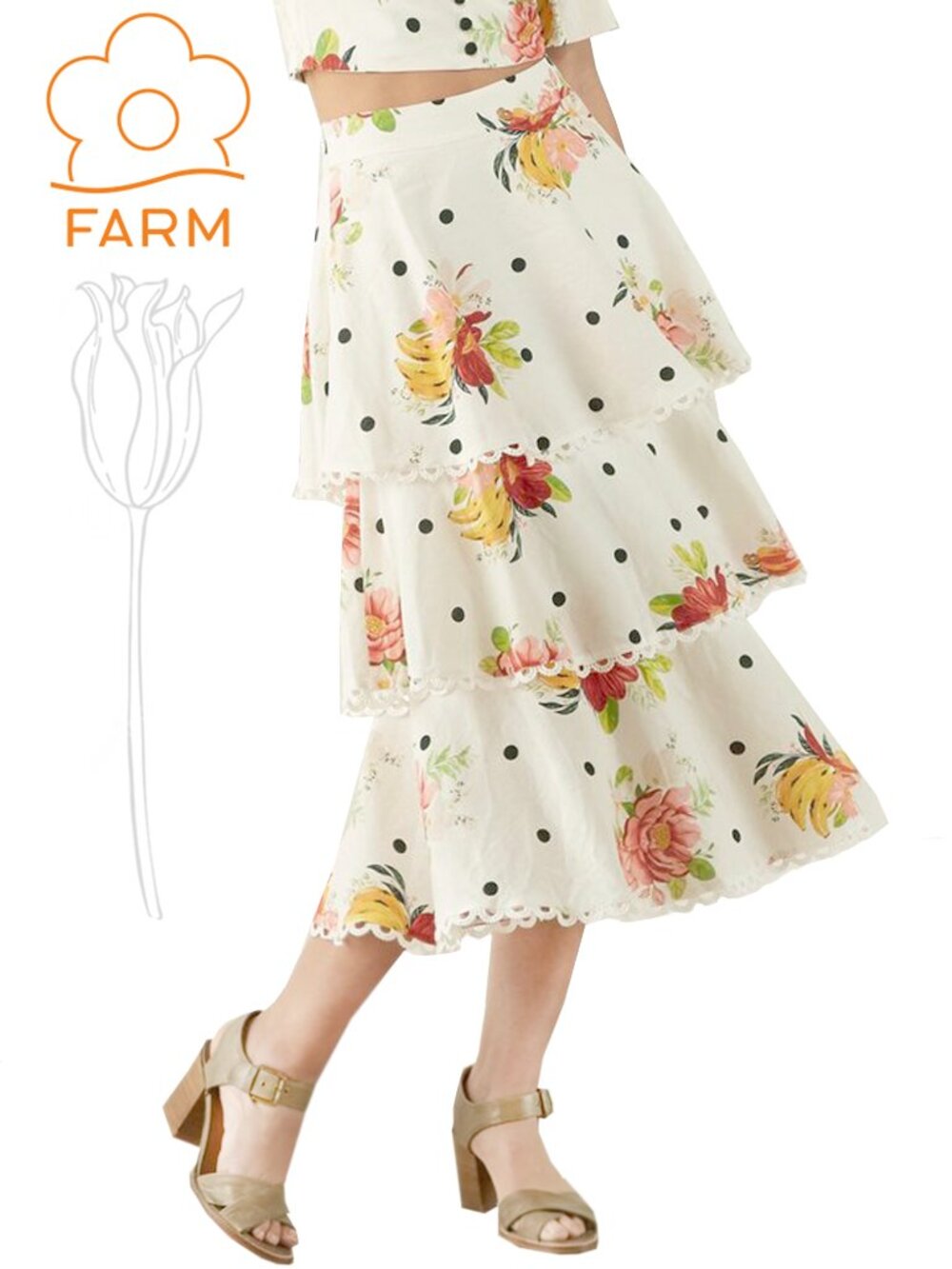 FARM RIO Nanaju Midi Basic White Skirt NWOT